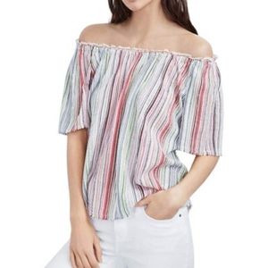 Velvet by Graham & Spencer nova striped metallic off-shoulder short slee…